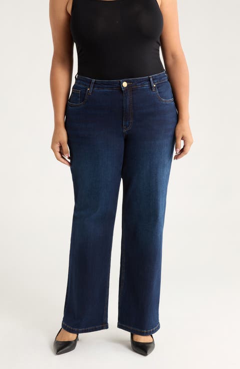 Jean High Waist Wide Leg Jeans (Attributable) (Plus)