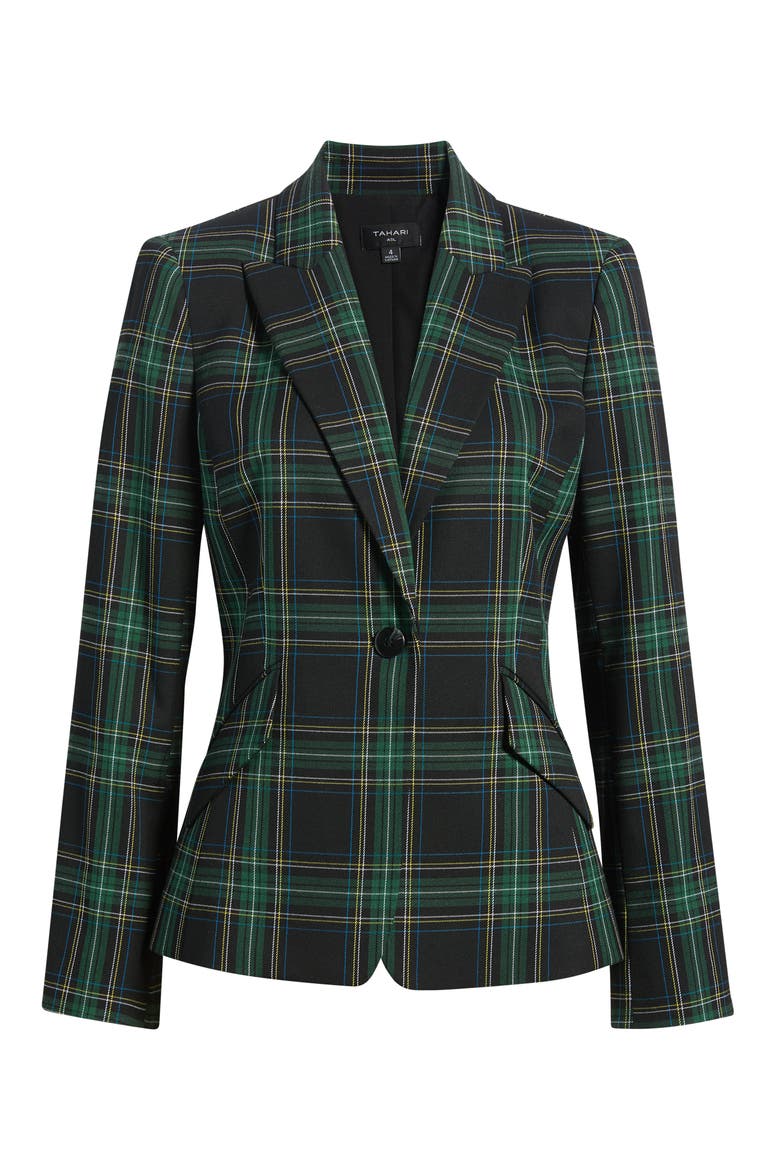 Plaid One-Button Blazer, Alternate, color, WINTER PIN