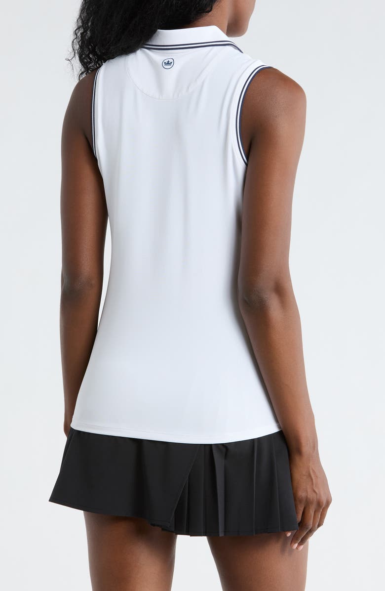 Peter Millar Canterbury Tipped Sport Mesh Sleeveless Polo, Alternate, color, White / Navy