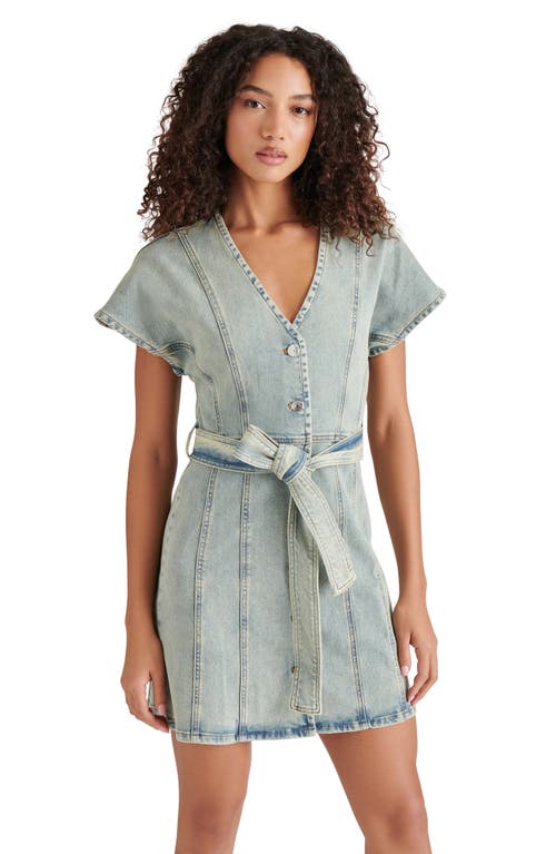 Steve Madden Joelle Belted Denim Minidress In Blue