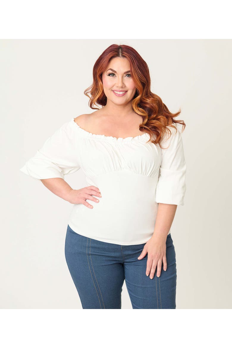 Plus Size Peasant Sleeve Blouse, Alternate, color, Solid Ivory