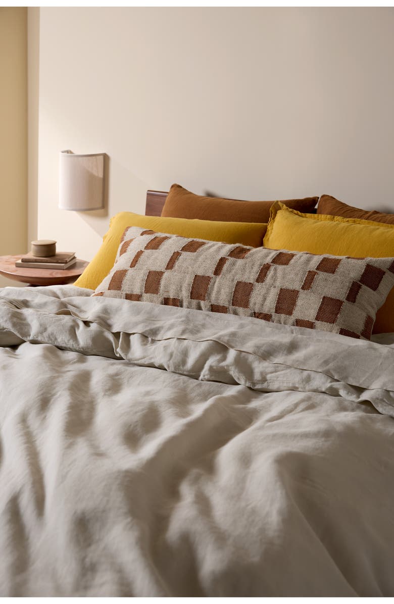 Parachute Modern Check Wool Blend Lumbar Pillow Cover, Alternate, color, Natural And Tobacco