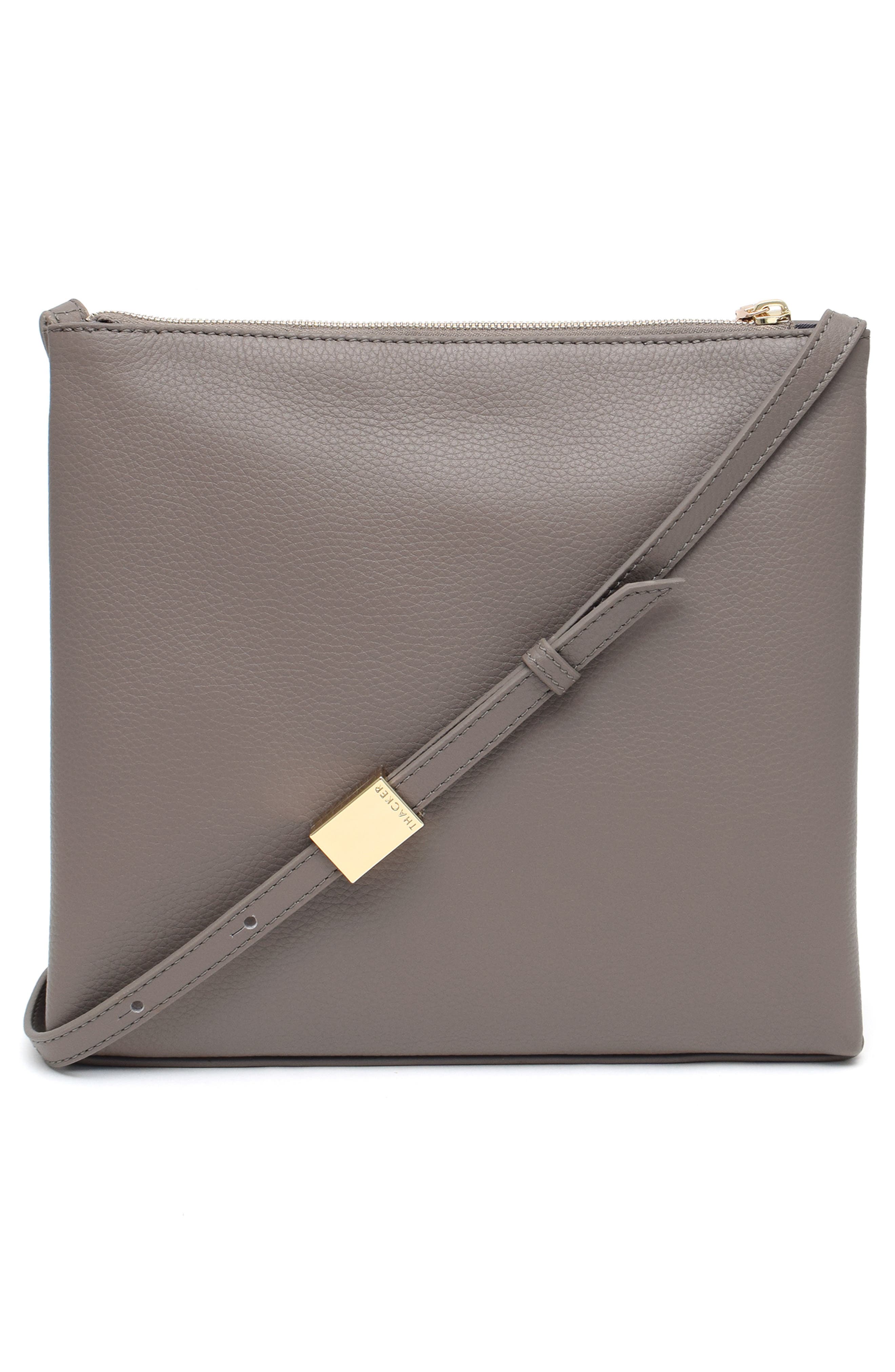 Thacker Callie Leather Crossbody Bag, Alternate, color, Smokey Grey