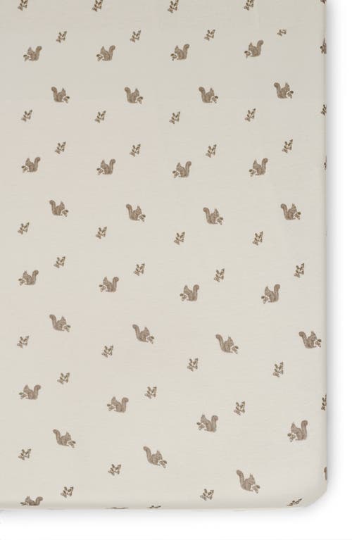 Oilo Print Organic Cotton Crib Sheet In Eggshell