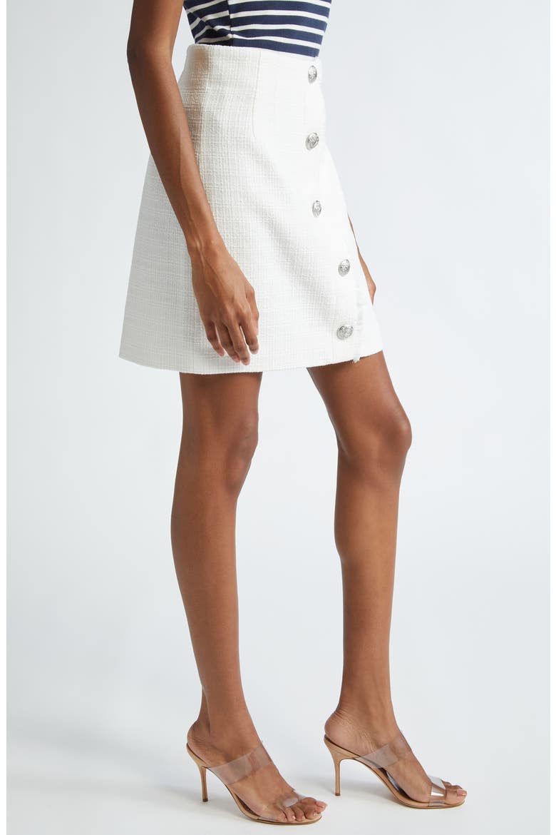 Melia Tweed Button Front Skirt, Alternate, color, OFF WHITE