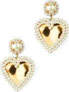 Deepa Gurnani Artis Faux Pearl Heart Drop Earrings