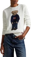 Polo Ralph Lauren Polo Bear Embroidered Linen & Cotton Crewneck Sweater