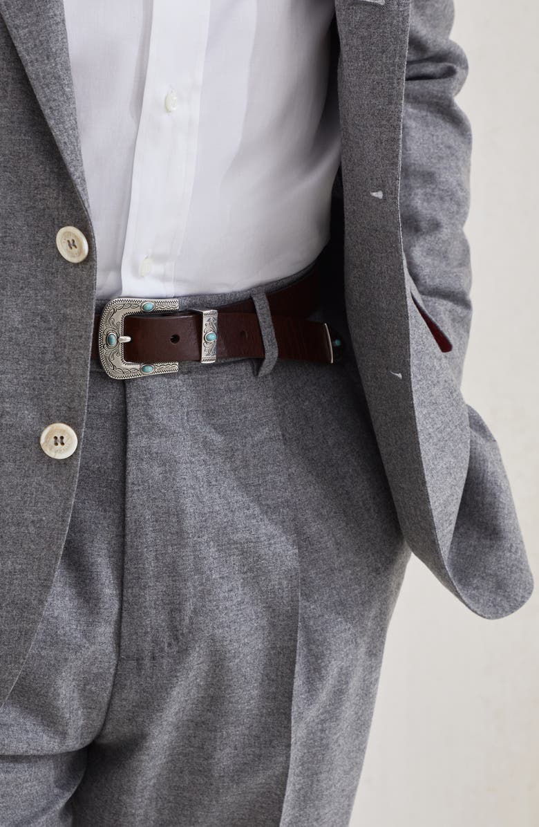 Brunello Cucinelli Calfskin belt, Alternate, color, Ebony