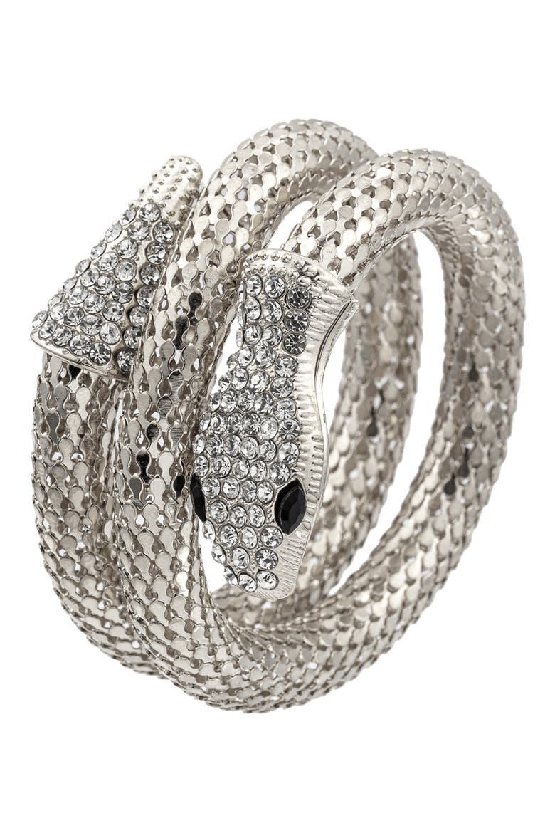 Crystal Snake Wrap Bracelet, Alternate, color, SILVER
