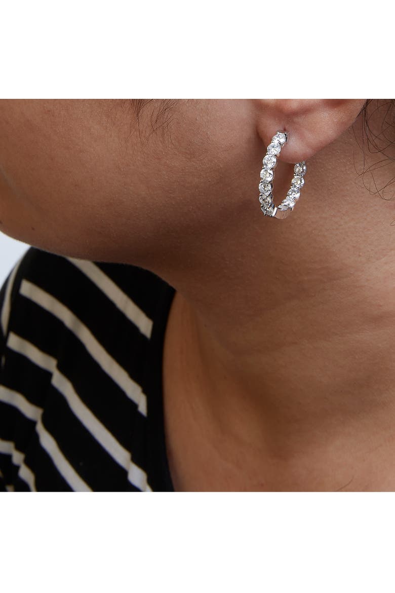 14K White Gold 5.00 Cttw Lab-Grown Diamond Inside Out Hoop Earrings, Alternate, color, White Gold