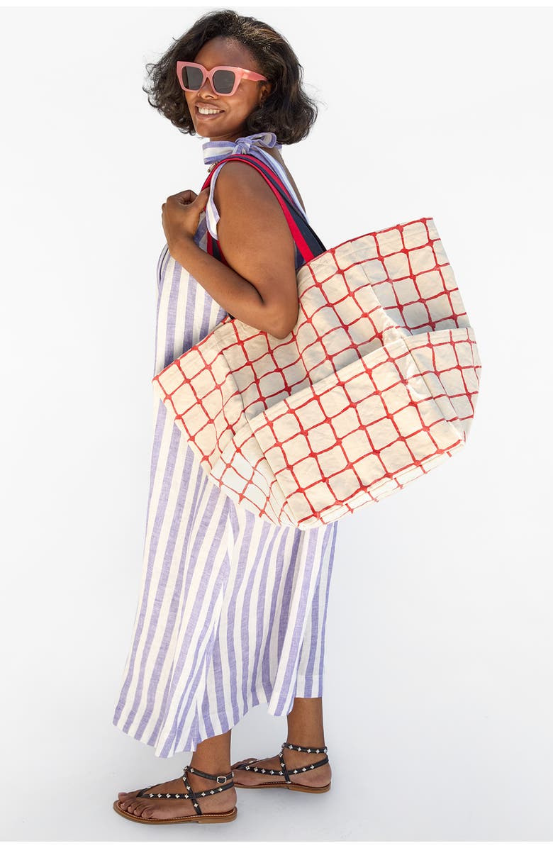 Clare V. Giant Marine Cotton Canvas Tote, Alternate, color,