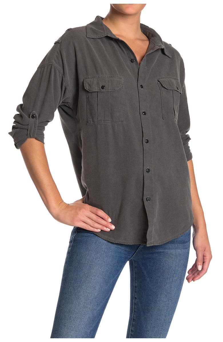 NSF Clothing Johnna Long Sleeve Pocket Shirt, Main, color,
