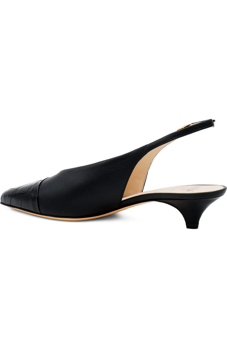 Amalfi by Rangoni Accento Slingback Pointed Cap Toe Kitten Heel Pump, Alternate, color, Black Etoile/ Black Soft Print