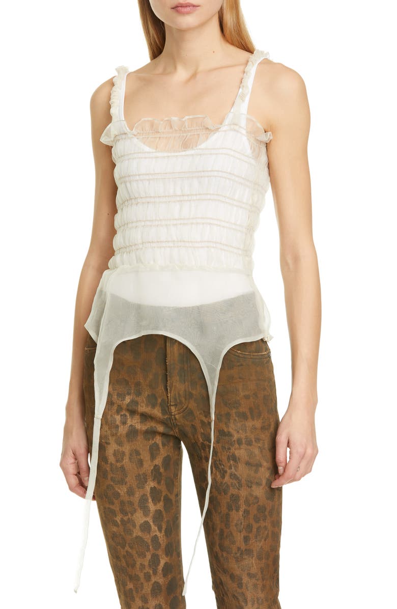 Sandy Liang Porpoise Garter Hem Ruched Tank, Main, color, 