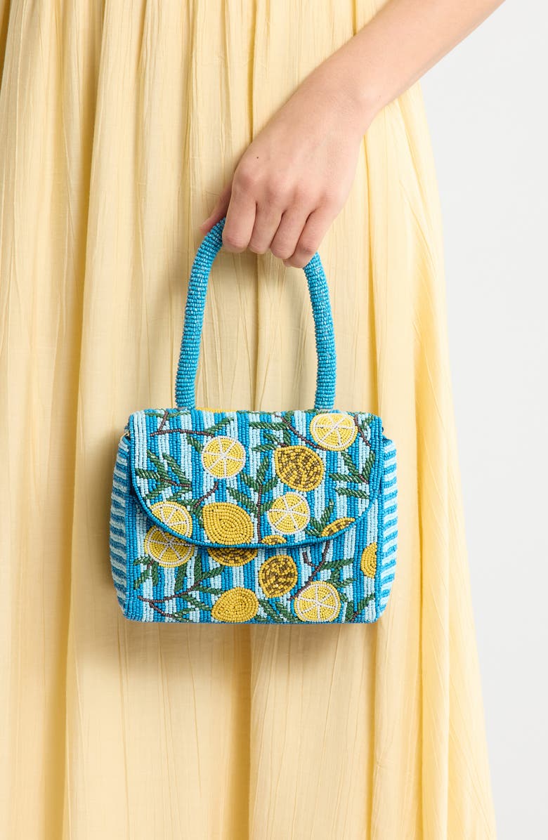 Collection XIIX Beaded Lemon Top Handle Bag, Alternate, color, Blue Multi
