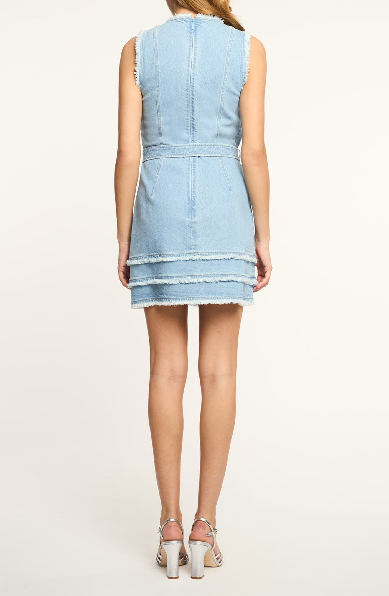 Mindie Fray Tie Waist Denim Minidress - image 2