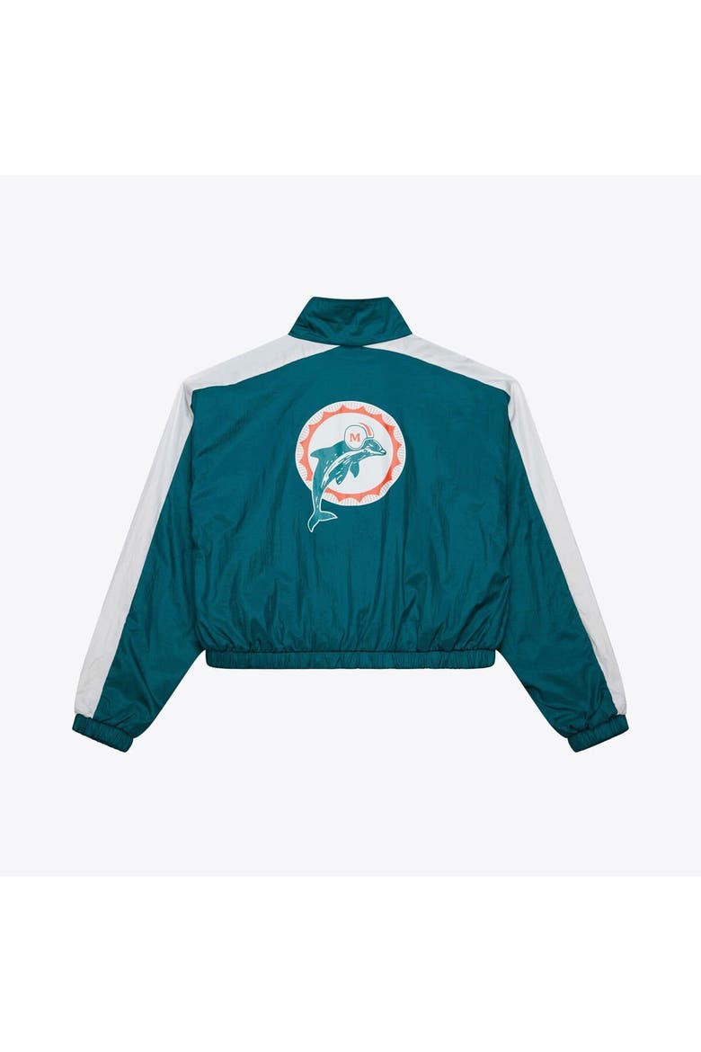 Women's Mitchell & Ness Aqua Miami Dolphins Nylon Cropped Full-Zip Jacket, Alternate, color, Aqua