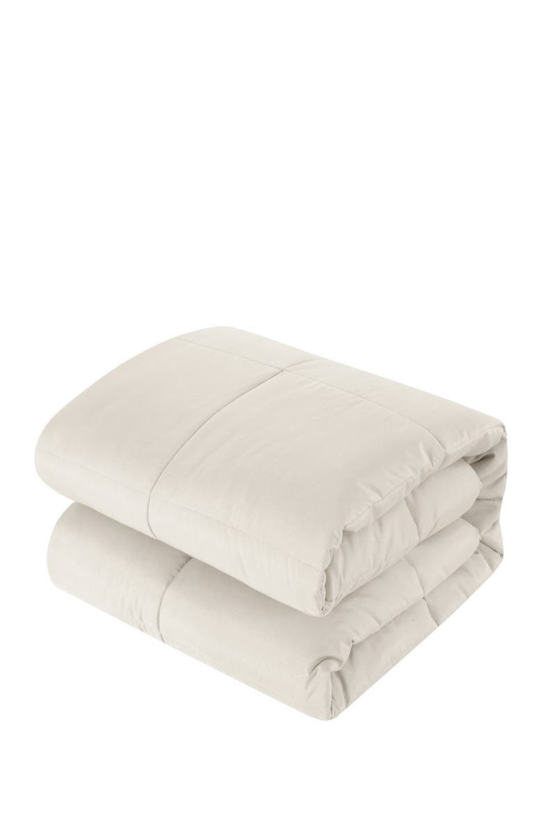 CHIC Joshuah Stitched Solid Color Design Bed in a Bag King Comforter Set - Beige, Alternate, color,