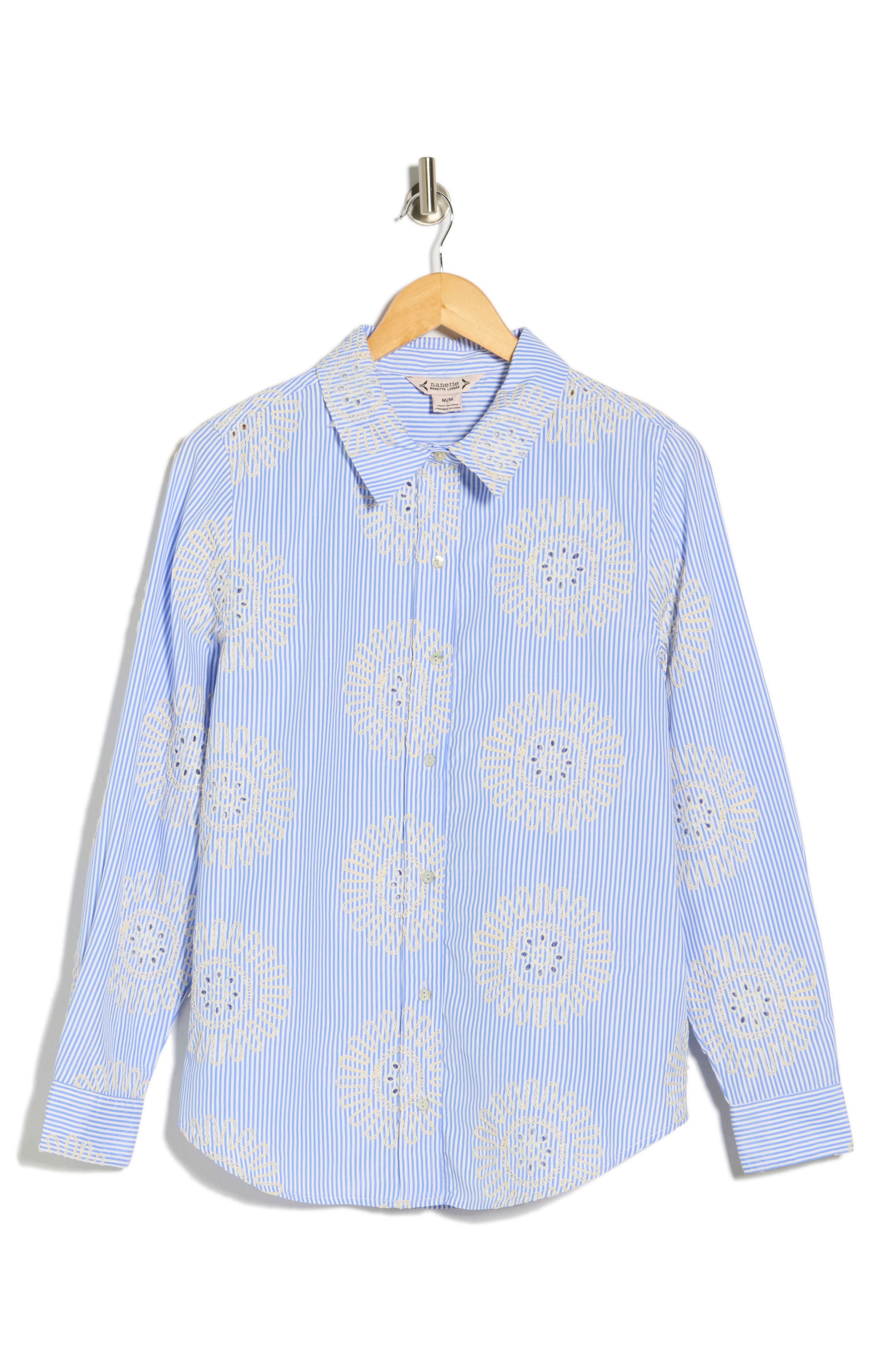 Nanette Lepore Embroidered Stripe Shirt