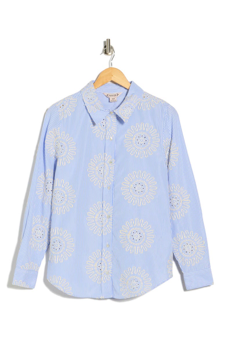 Embroidered Stripe Shirt, Main, color, BLUE/ WHITE STRIPE