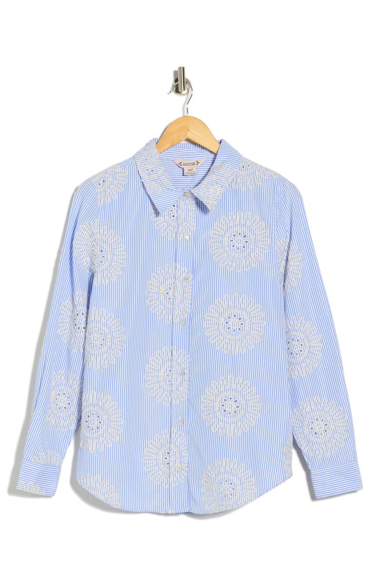 Nanette Lepore Embroidered Stripe Shirt, Main, color, Blue/ White Stripe