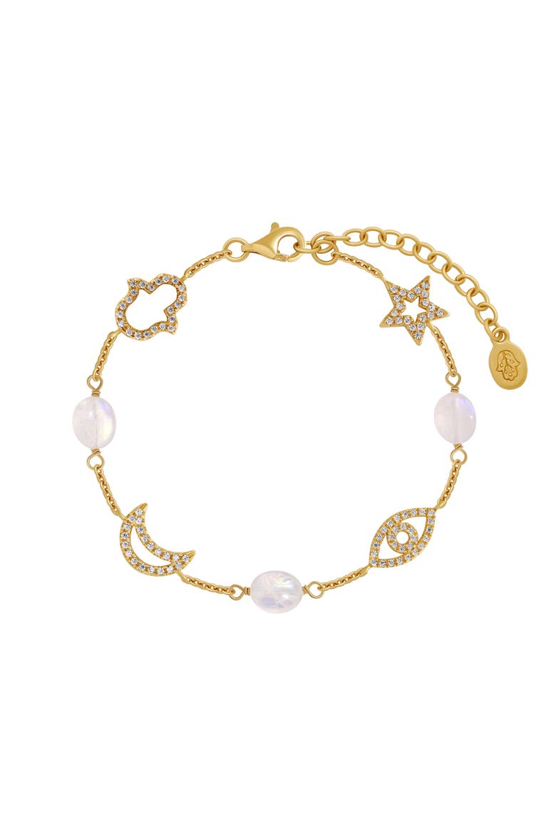 Women's Multi-Charm Bracelet - Lunar Blessings, Main, color, Gold/White