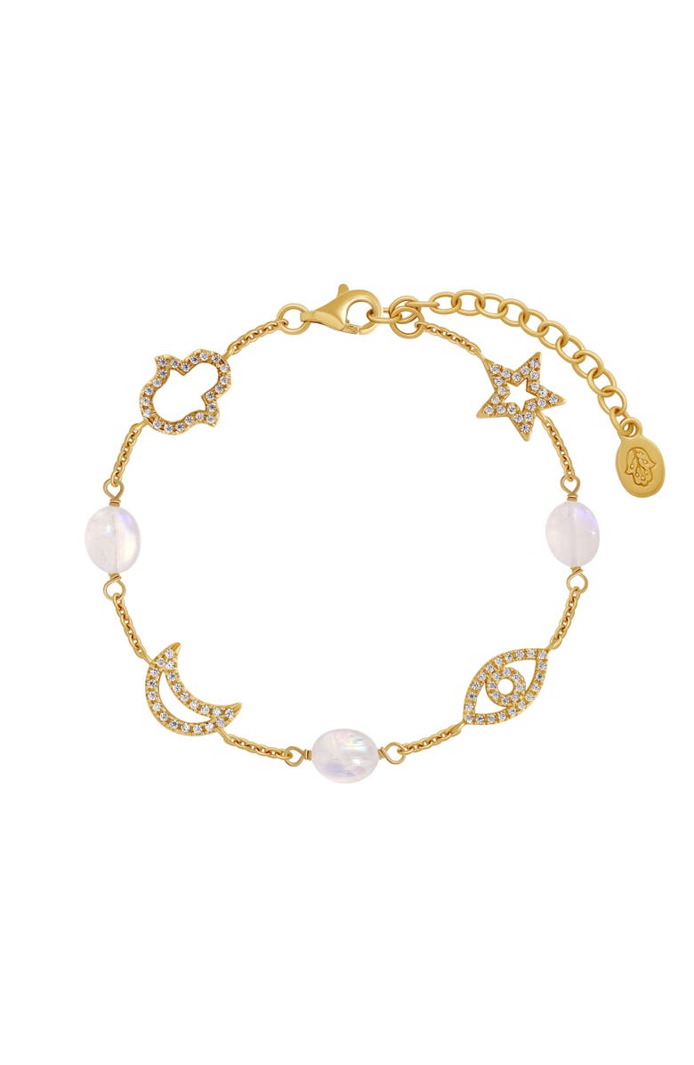 Karma and Luck Lunar Blessings Multi-Charm Bracelet, Main, color, Gold/White