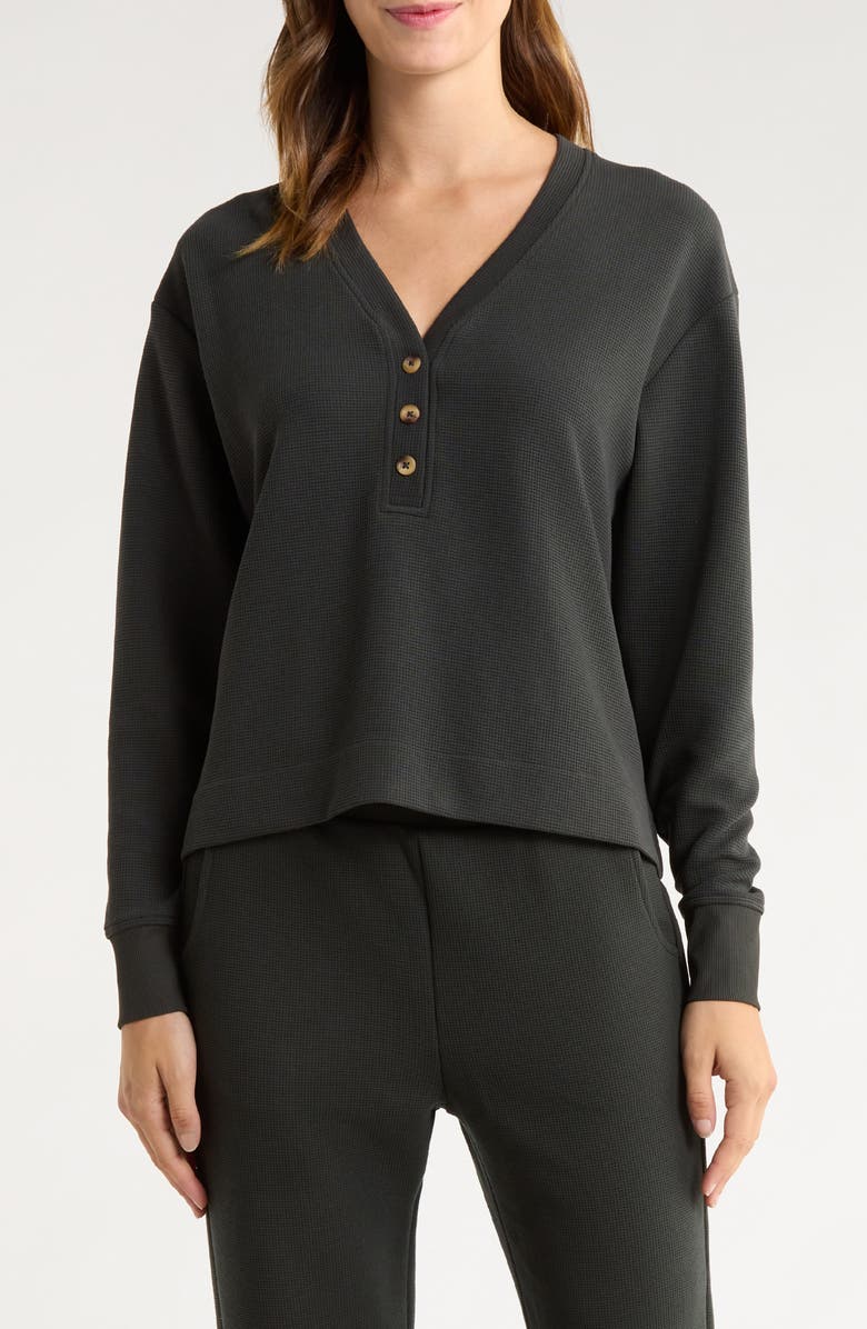 Free Fly V-Neck Waffle Henley, Main, color, Black Sand