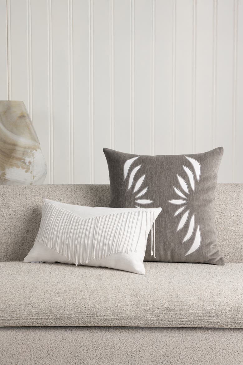 Mane Blanc Handmade Macrame Fringed Indoor & Outdoor Woven Accent Pillow, Alternate, color, Blanc