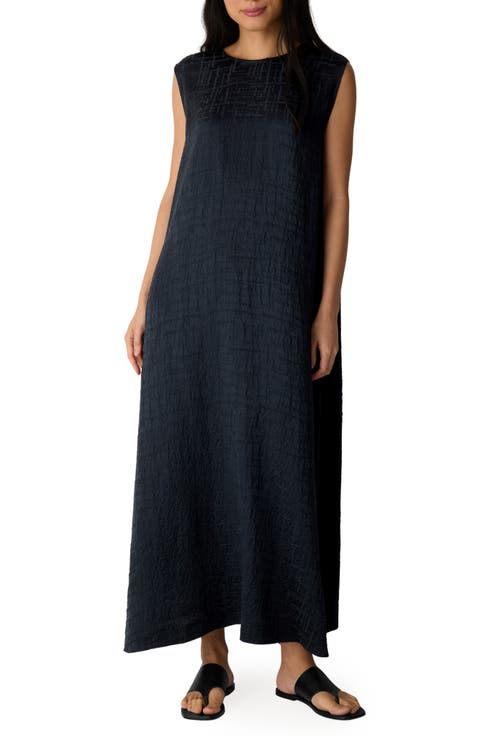 Silk Round Neck Maxi Dress