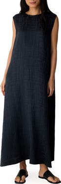 Eileen Fisher Silk Round Neck Maxi Dress