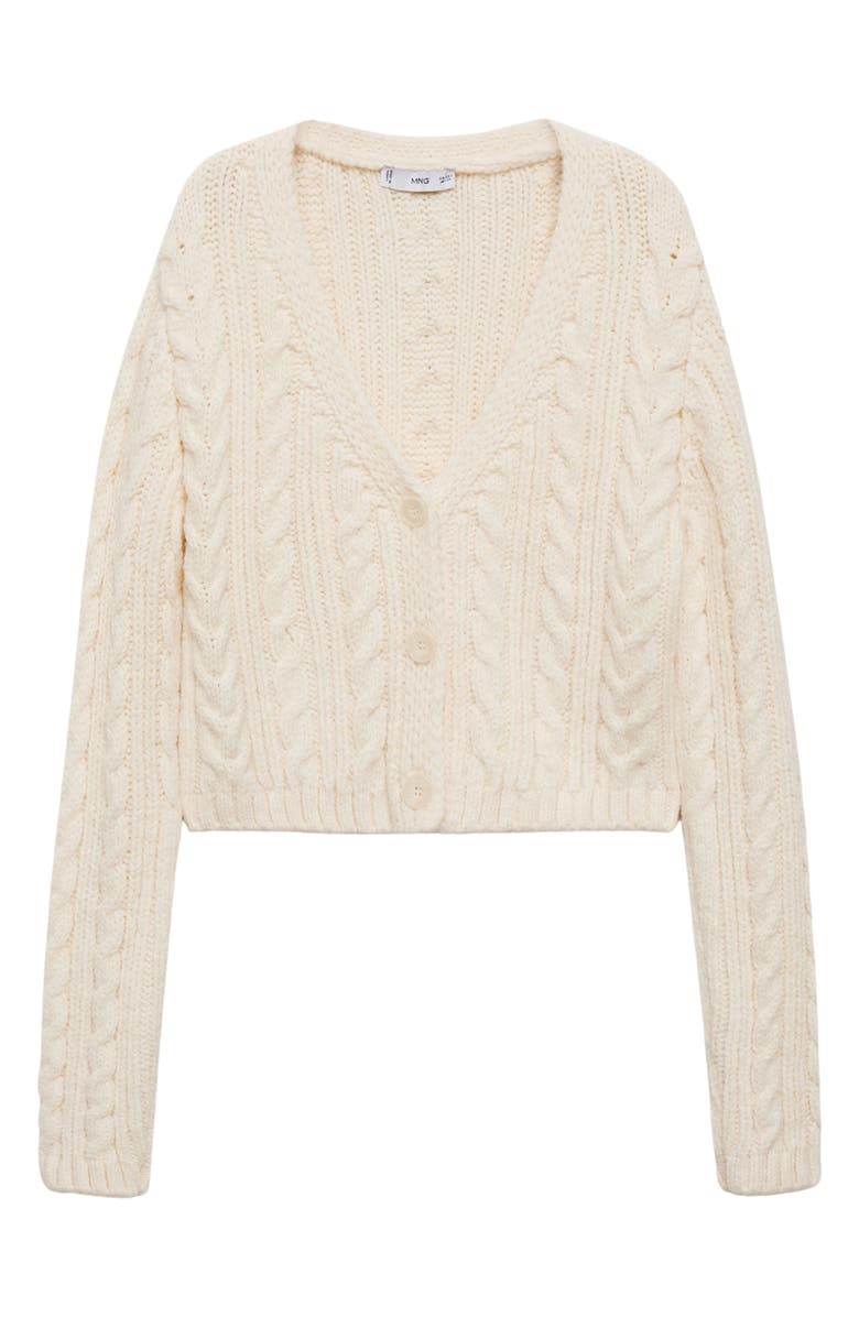 MANGO Cable Stitch V-Neck Cardigan, Main, color,