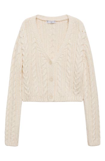Mango Cable Stitch V-neck Cardigan