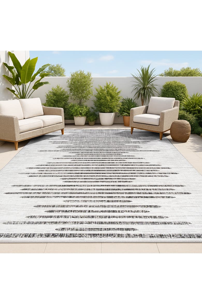 Zolak Berber Stripe Geometric Indoor/Outdoor Area Rug, Alternate, color, Ivory/Black