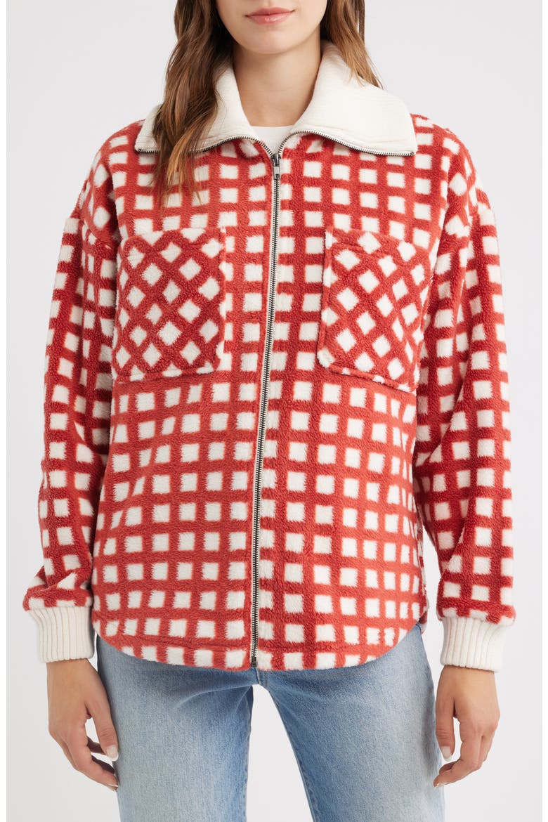 Plaid Fleece Jacket, Alternate, color, RED CHECK