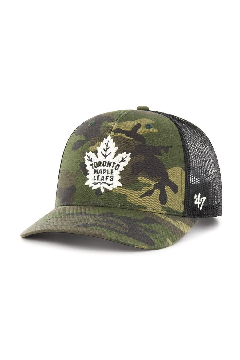 Men's '47 Camo/Black Toronto Maple Leafs Trucker Snapback Hat, Alternate, color, Camo