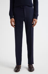 Thom Sweeney Flat Front Wool Hopsack Pants