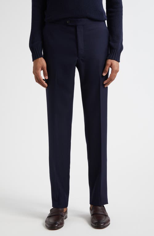 Thom Sweeney Flat Front Wool Hopsack Pants in Navy  product