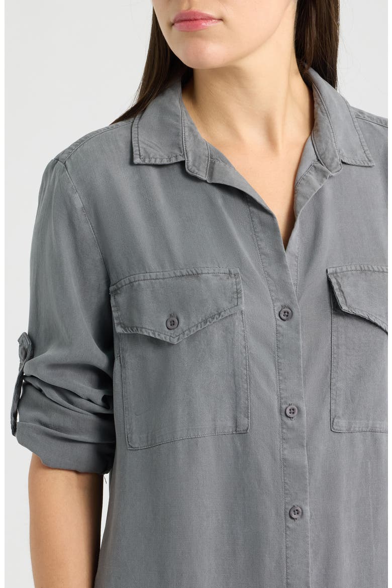 Long Sleeve Maxi Shirtdress, Alternate, color, GUNMETAL
