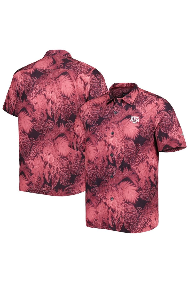 Men's Tommy Bahama Maroon Texas A&M Aggies Coast Luminescent Fronds IslandZone Button-Up Camp Shirt, Main, color, Maroon
