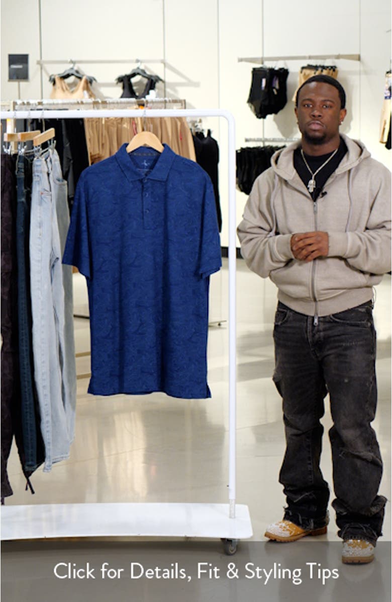 Tonal Floral Print Micro Piqué Polo, sales video thumbnail