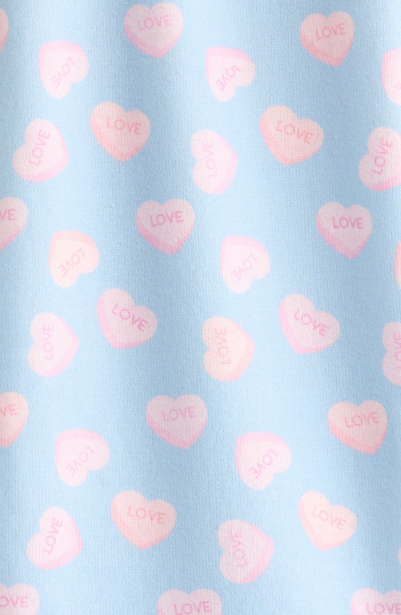 PJ Salvage Peachy Heart Print Jersey Pajamas, Alternate, color, Blue Haze