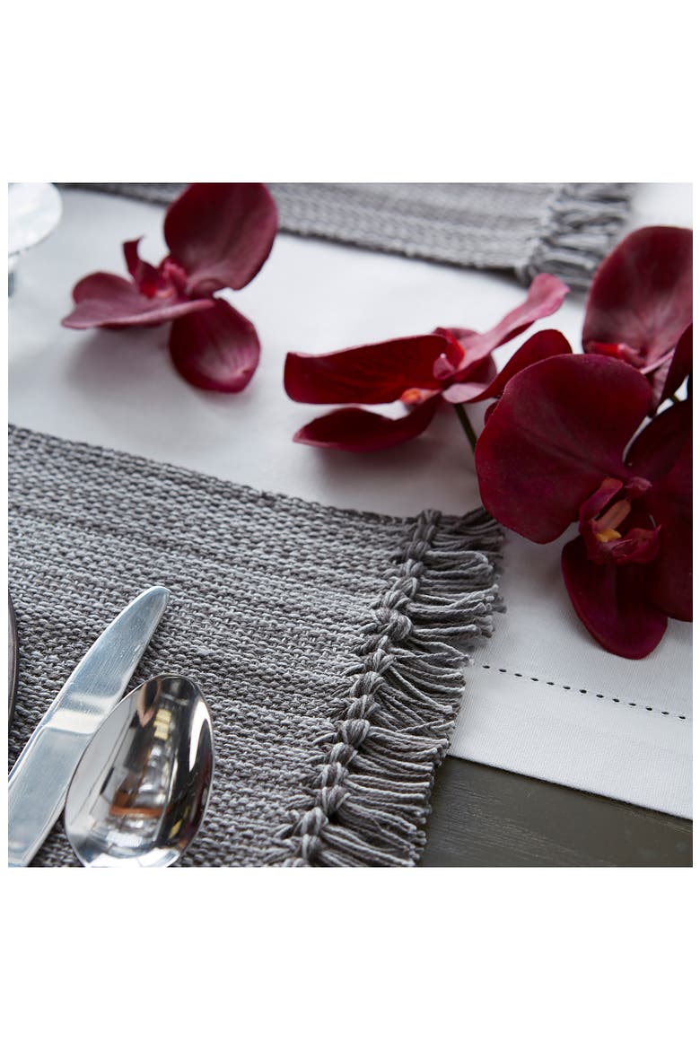 Variegated Fringe Set of 6 Placemats, Alternate, color, GRAY