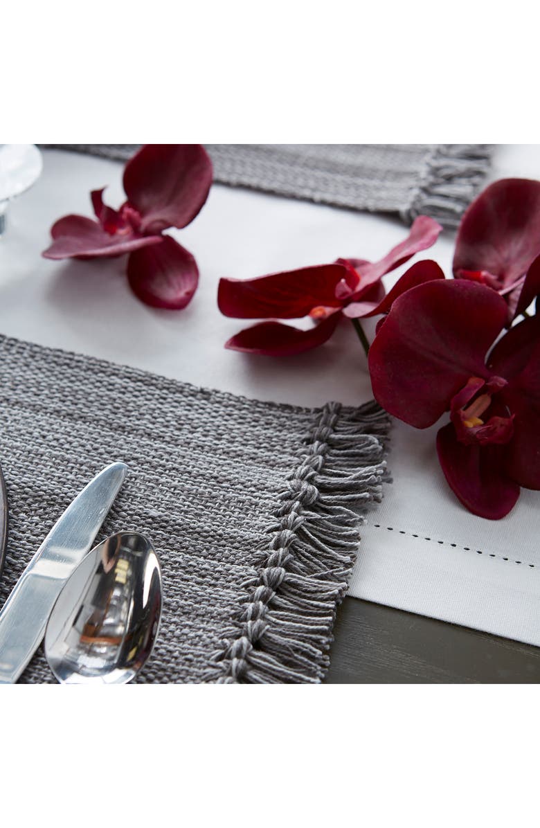 Design Imports Variegated Fringe Set of 6 Placemats, Alternate, color, Gray