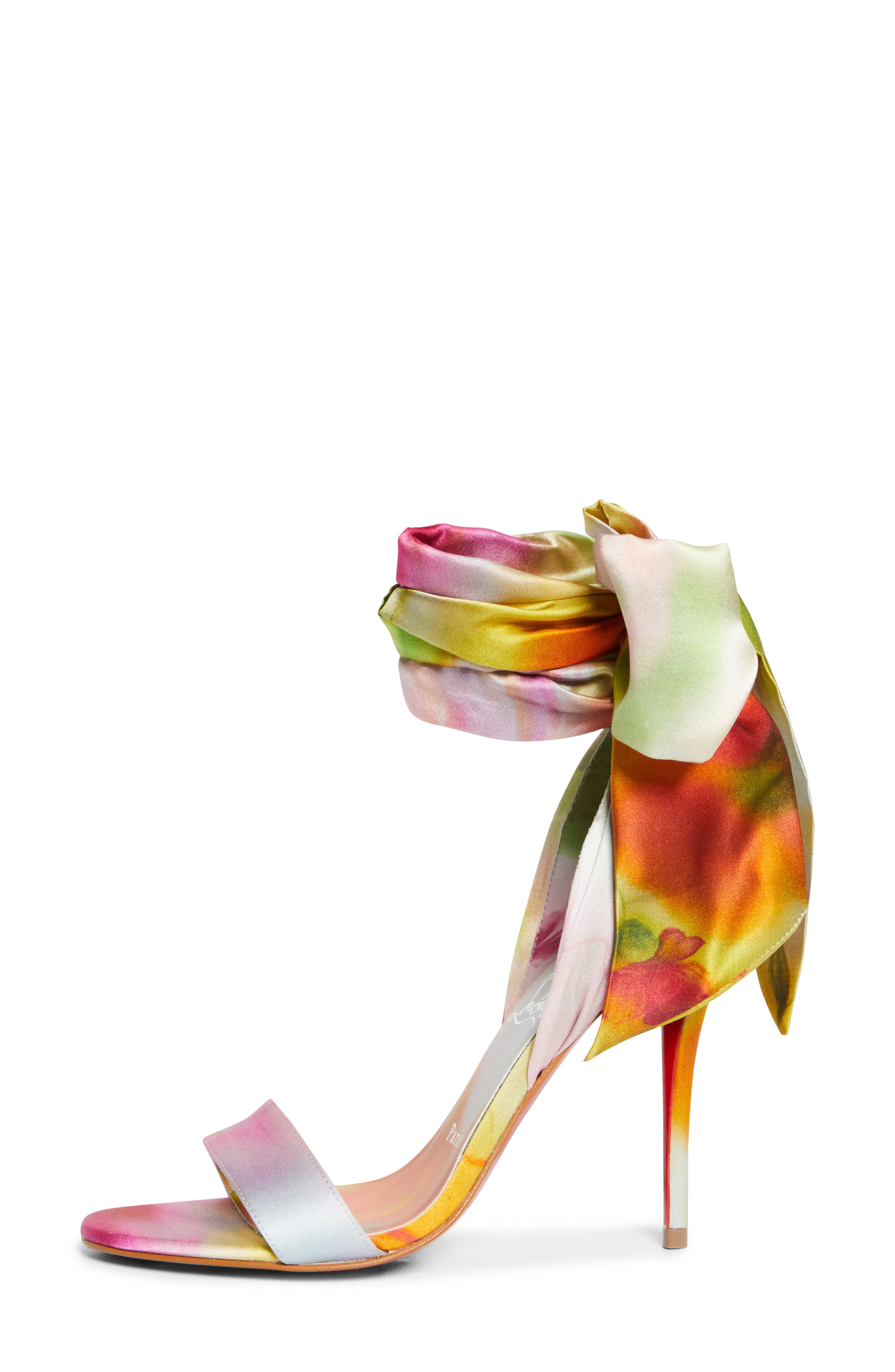 Christian Louboutin Miss Z Du Desert Ankle Wrap Sandal, Alternate, color, Pink Multi