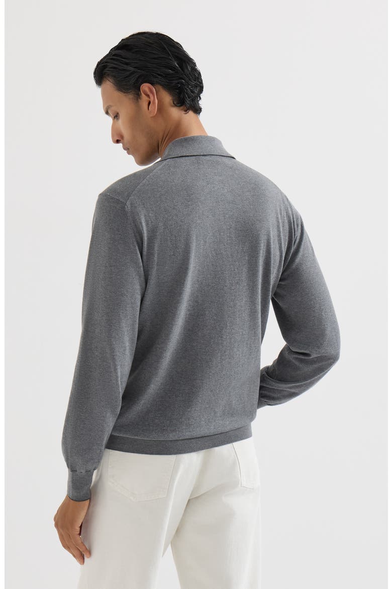 Cotton lightweight knit polo shirt, Alternate, color, Dark Grey