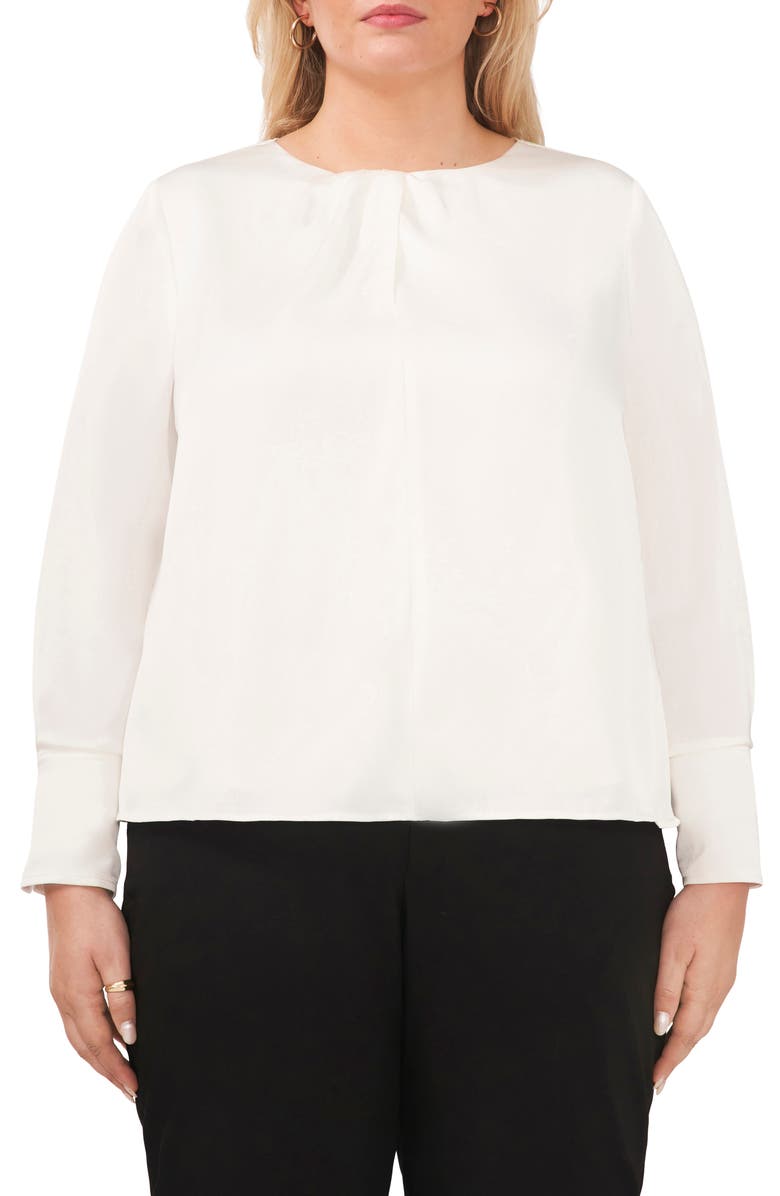 Halogen<sup>®</sup> Long Sleeve Crossover Satin Blouse, Main, color, 