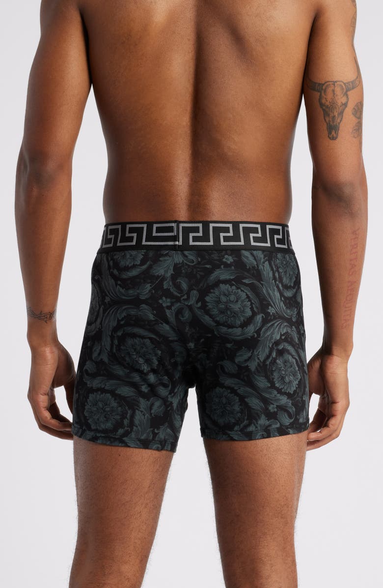 Versace Barocco Print Boxer Briefs, Alternate, color, Black Grey