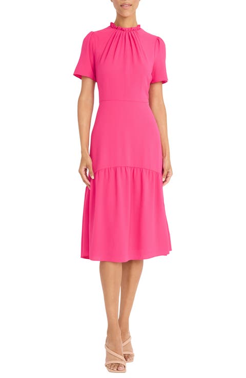 Short Sleeve Ruffle Midi Dress