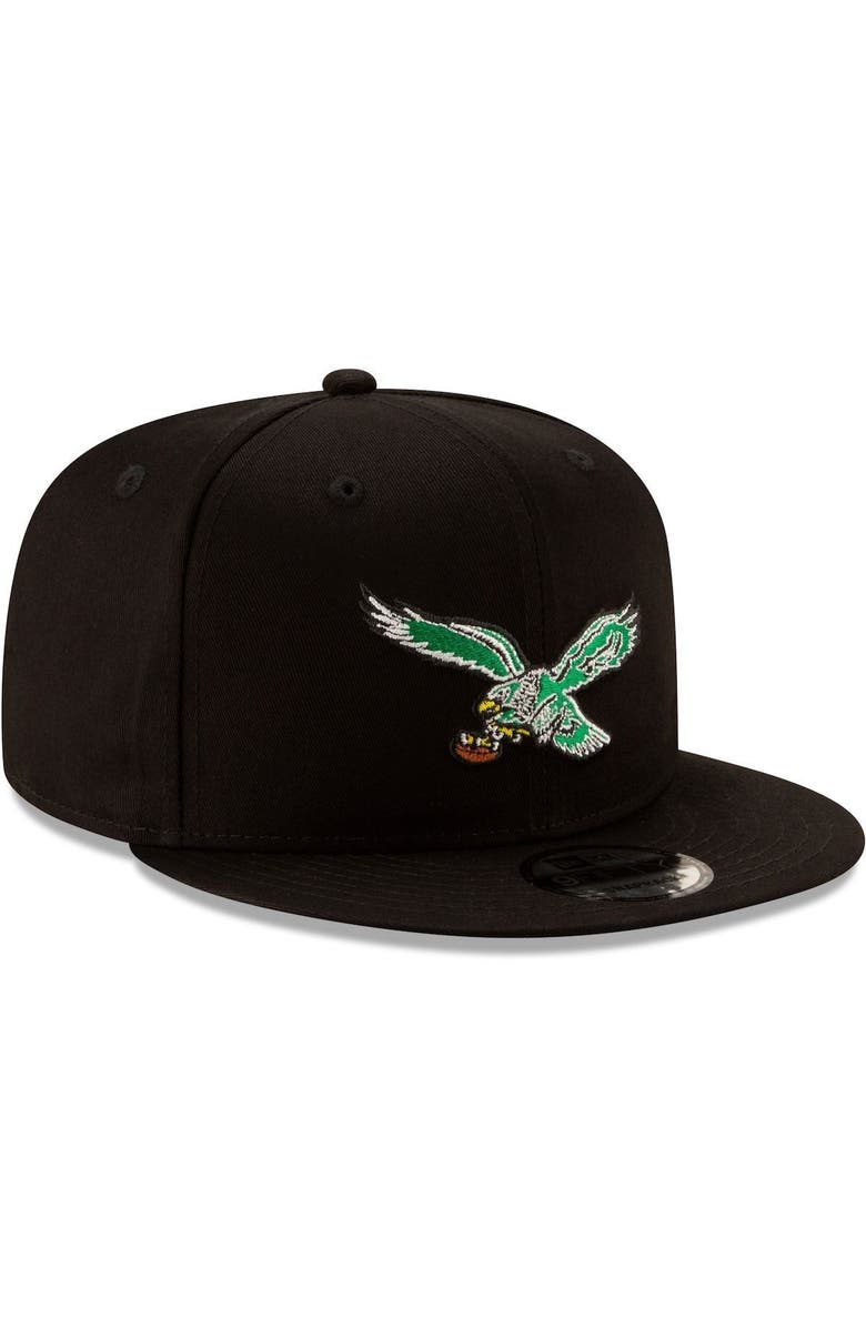 New Era Men's New Era Black Philadelphia Eagles Throwback 9FIFTY Adjustable Snapback Hat, Alternate, color,